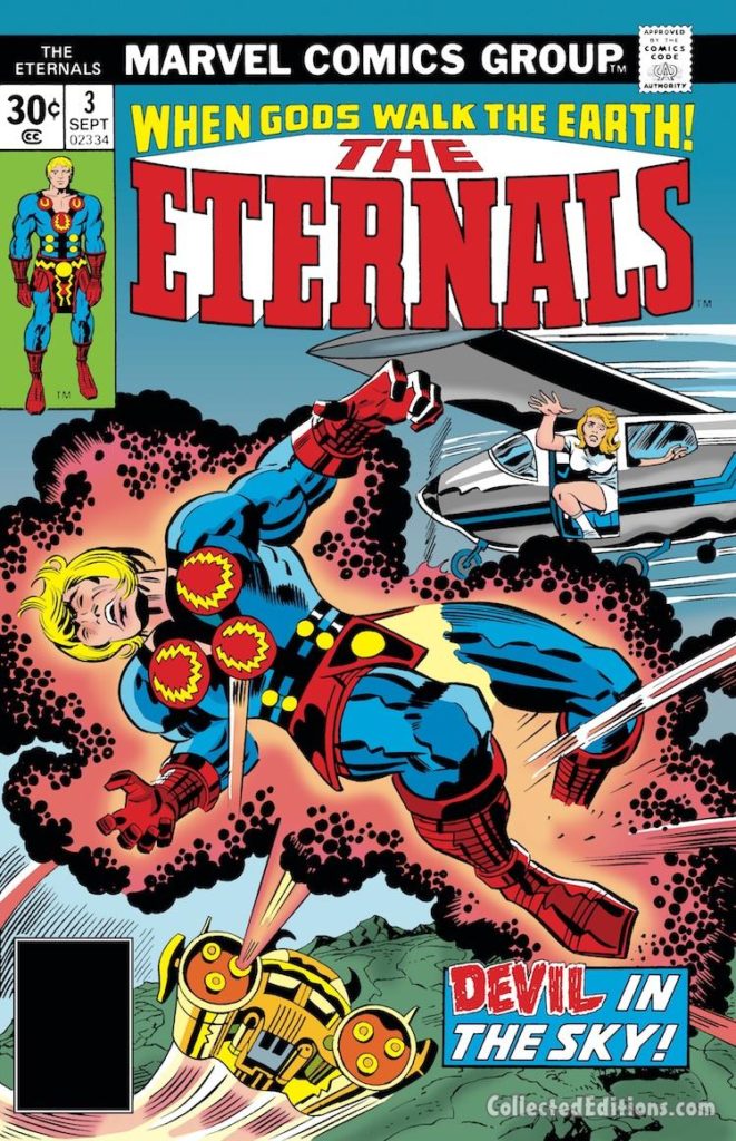 Eternals #3 cover; pencils, Jack Kirby; Ikaris