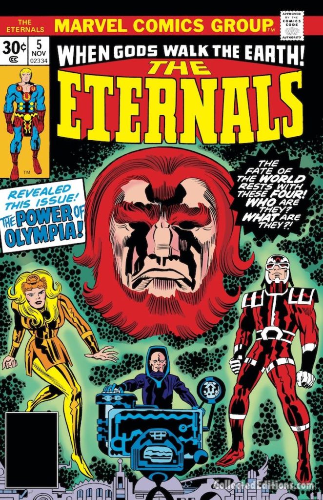Eternals #5 cover; pencils, Jack Kirby; Zuras, Thena, Makarri