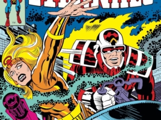 Eternals #6 cover; pencils, Jack Kirby, Thena, Makarri