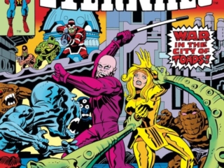 Eternals #8 cover; pencils, Jack Kirby, Deviants, Kro, Thena