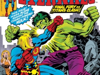 Eternals #15 cover; pencils, Jack Kirby; the Hulk vs. Ikaris