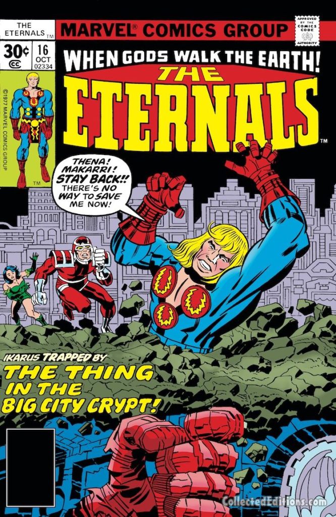 Eternals #16 cover; pencils, Jack Kirby
