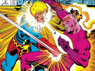 Eternals (1985) #6 cover; pencils and inks, Keith Pollard; Ikaris vs. Kro