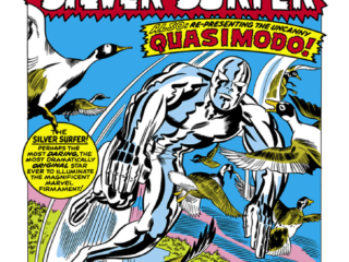 Fantastic Four Annual #5. The Silver Surfer in โThe Peerless Power of the Silver Surferโ, pg. 1; pencils, Jack Kirby; inks, Frank Giacoia Fantastic Four Annual #5. The Silver Surfer in “The Peerless Power of the Silver Surfer”, pg. 1; pencils, Jack Kirby; inks, Frank Giacoia; The Peerless Power of the Silver Surfer, Quasimodo