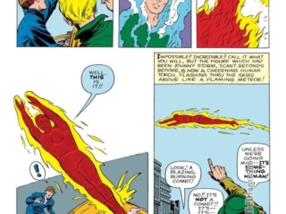 Fantastic Four Annual #1. &ldquo;Origin of the Fantastic Four&rdquo;, pg. 3; pencils, Jack Kirby; inks, George Klein; Human Torch, Flame On