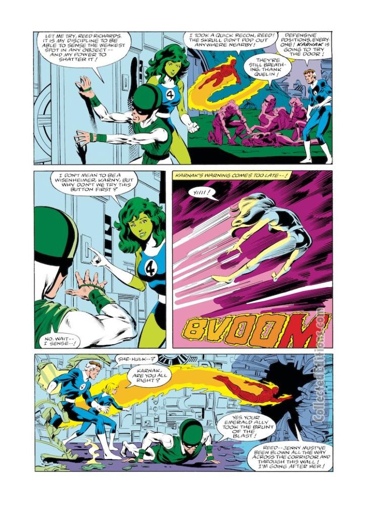 Fantastic Four Annual #18, pg. 27; pencils, Mark Bright; inks, Mike Gustovich; Karnak, She-Hulk, Inhumans