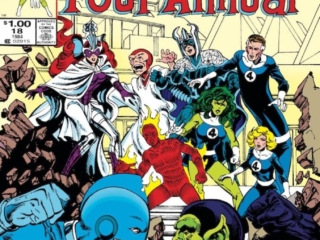 Fantastic Four Annual #18, pg. 27; pencils, Mark Bright; inks, Mike Gustovich Fantastic Four Annual #18, pg. 27; pencils, Mark Bright; inks, Mike Gustovich; Karnak, She-Hulk, Inhumans, Kree vs, Skrull, Wedding of Black Bolt and Medusa