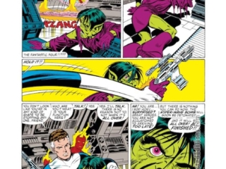 Fantastic Four Annual #19, pg. 30; pencils, John Byrne; inks, Joe Sinnott; Skrulls, Reed Richards, Mister Fantastic, Human Torch