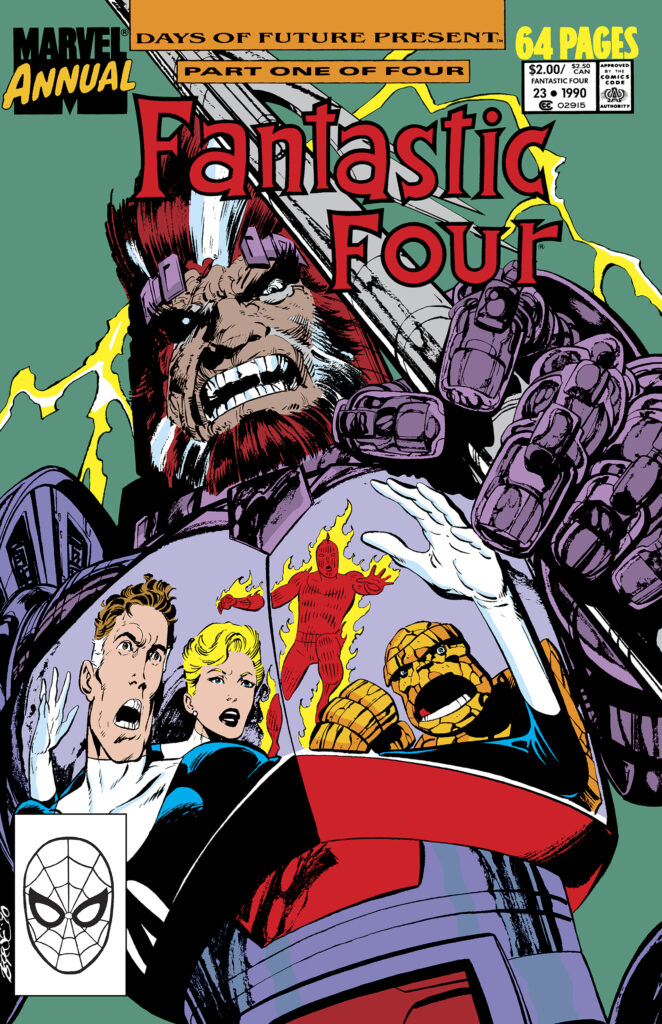 Fantastic Four Annual #23, cover; pencils and inks, John Byrne; Days of Future Present Part One of Four; Mister Fantastic, Invisible Woman, Thing, Human Torch, Ahab
