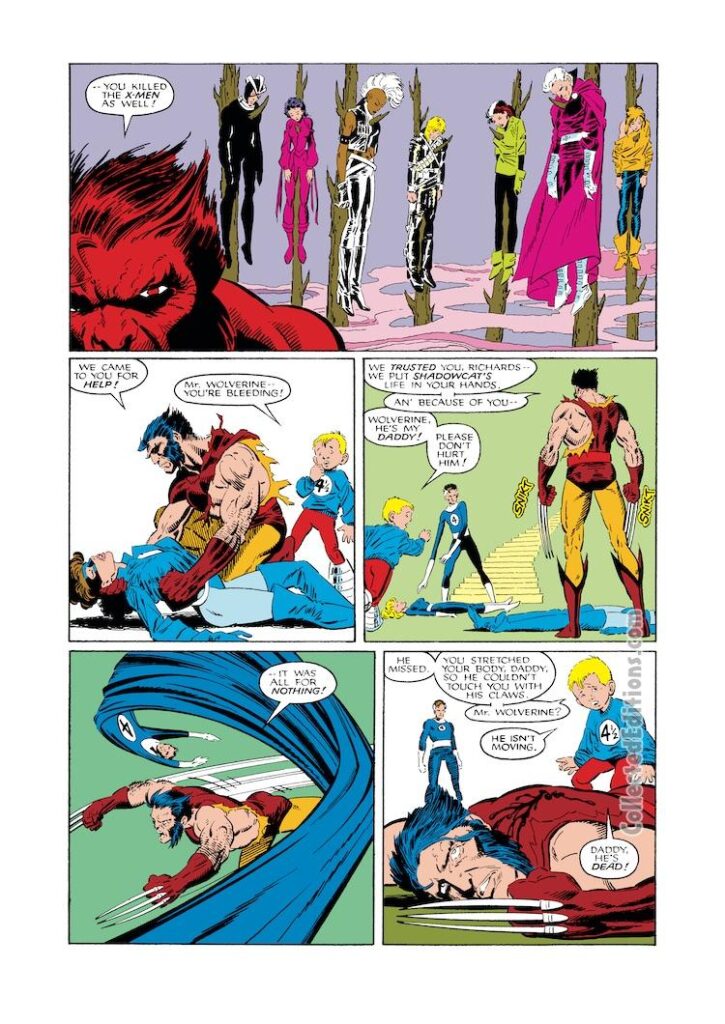 Fantastic Four vs. the X-Men 1, pg. 3; pencils, Jon Bogdanove; inks, Terry Austin; Wolverine, Kitty Pryde, Shadowcat, Franklin Richards