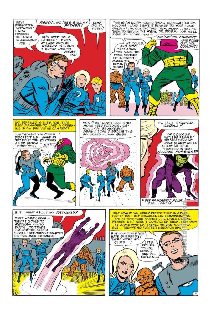 Fantastic Four #32, pg. 17; pencils, Jack Kirby; inks, Chic Stone; Marvel Omnibus, Super-Skrull, Invincible Man