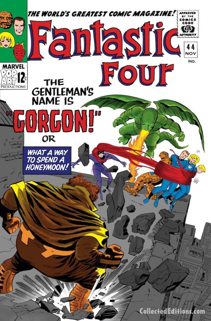 Fantastic Four #44 cover; pencils, Jack Kirby; inks, Vince Colletta; The Gentleman's Name is Gorgon, first appearance, Inhumans, Medusa