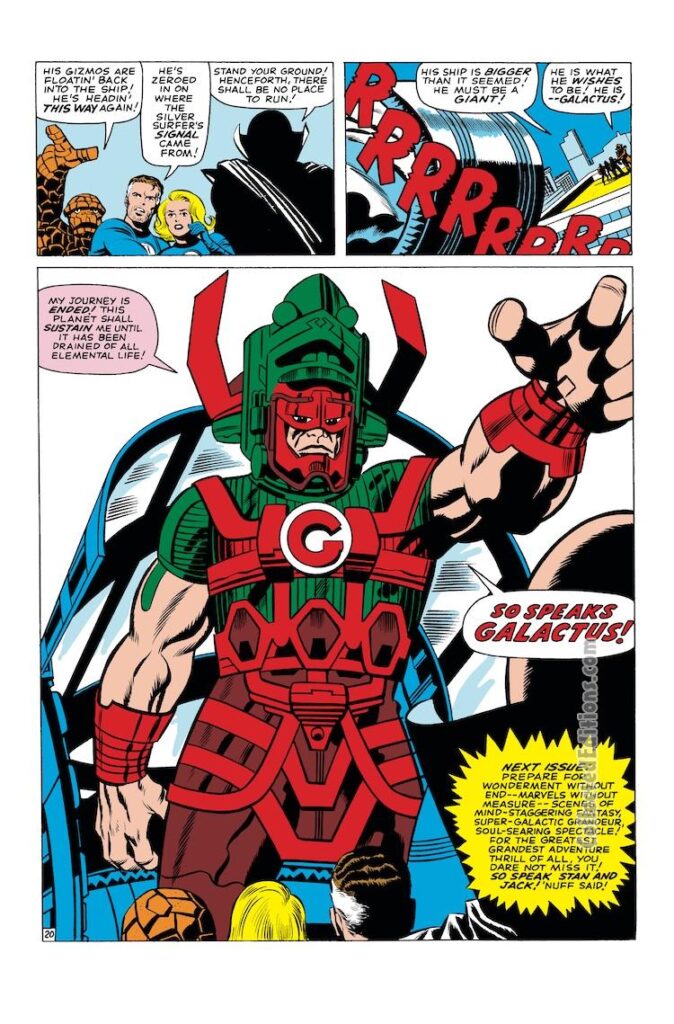 Fantastic Four #48, pg. 20; pencils, Jack Kirby; inks, Joe Sinnott; Marvel Omnibus, Galactus first appearance, Uatu the Watcher