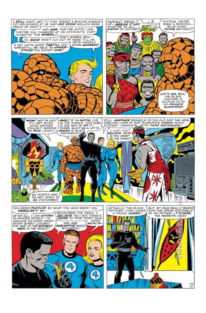 Fantastic Four #53, pg. 2; pencils, Jack Kirby; inks, Joe Sinnott; Marvel Omnibus, Black Panther, Wakanda