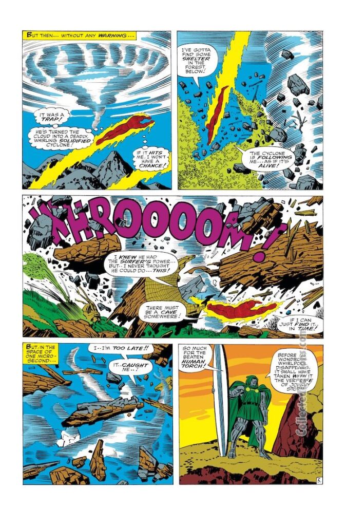 Fantastic Four #60, pg. 5; pencils, Jack Kirby; inks, Joe Sinnott; Marvel Omnibus, Doctor Doom, Silver Surfer, Human Torch