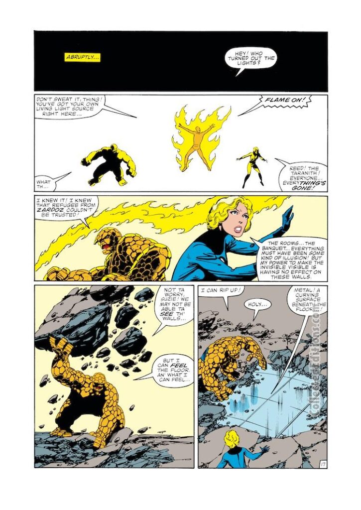 Fantastic Four #254, pg. 17; pencils and inks, John Byrne; Human Torch, Thing