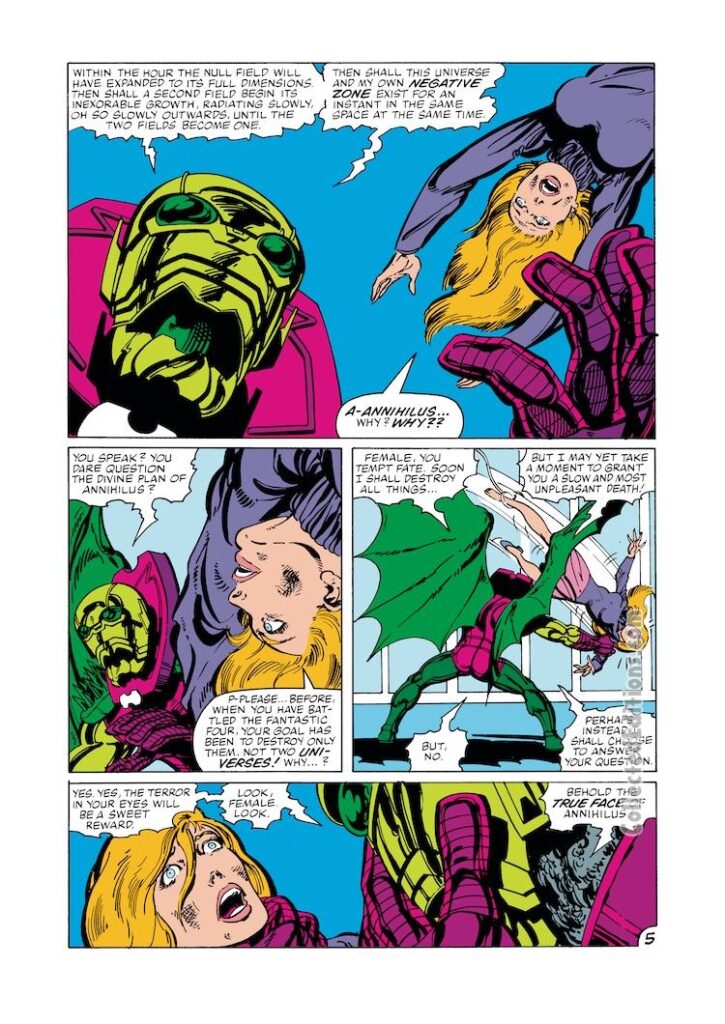 Fantastic Four #255, pg. 5; pencils and inks, John Byrne; Annihilus, Alicia Masters