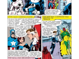 Fantastic Four #256, pg. 21; pencils and inks, John Byrne; Monica Rambeau, Captain Marvel, Mister Fantastic, Reed Richards, Vision