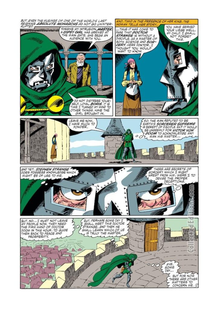 Fantastic Four #258, pg. 4; pencils and inks, John Byrne; Doctor Doom; Boris, Latveria, Doctor Strange