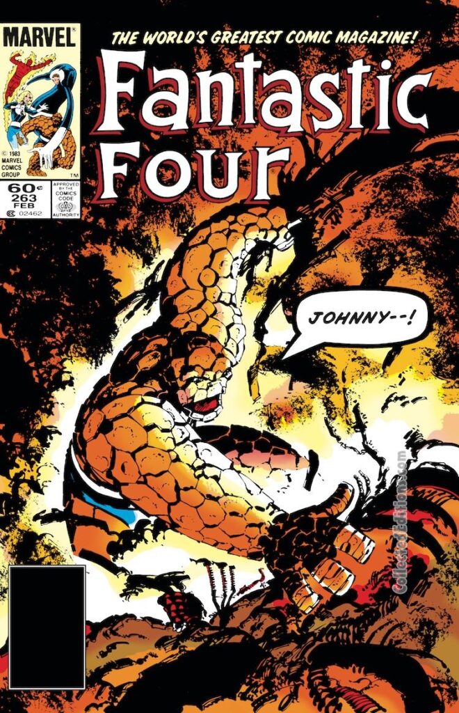 Fantastic Four #263 cover; pencils and inks, John Byrne; Thing, Johnny