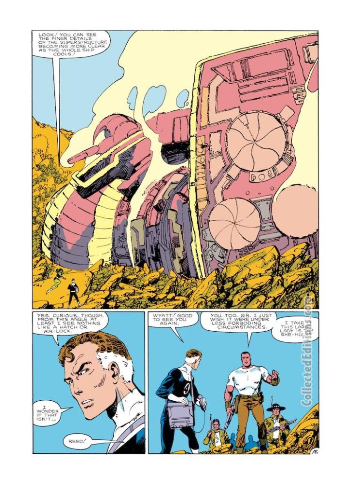 Fantastic Four #269, pg. 18; pencils and inks, John Byrne; Mister Fantastic, Reed Richards, Wyatt Wingfoot