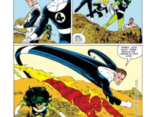 Fantastic Four #272, pg. 11; pencils and inks, John Byrne Fantastic Four #272, pg. 11; pencils and inks, John Byrne; She-Hulk, It’s Clobbering Time