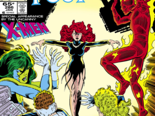 Fantastic Four #286 cover; pencils, John Byrne; inks, Terry Austin; Like a Phoenix, Jean Grey, Collectors Edition, 30 pages, no ads, It continues here, X-Factor, Special appearance by the Uncanny X-Men, She-Hulk