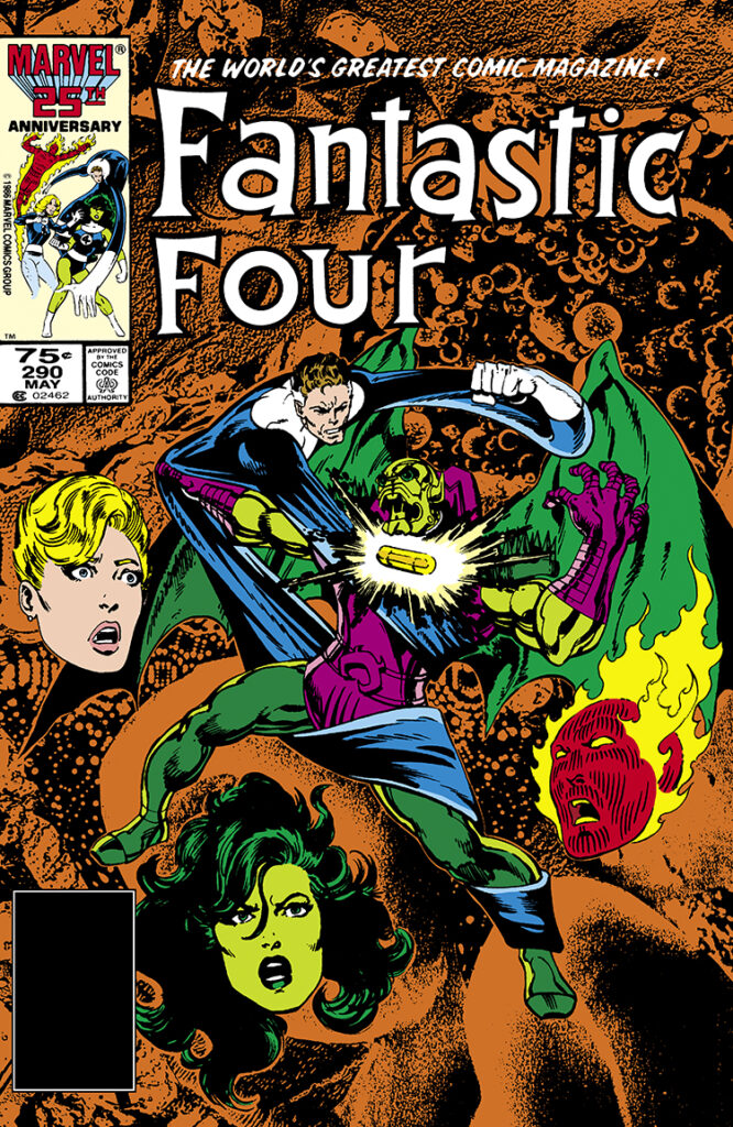 Fantastic Four #290 cover; pencils and inks, John Byrne; Annihilus, She-Hulk, Invisible Woman