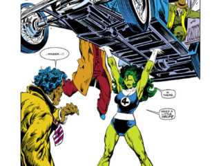Fantastic Four #291, pg. 17; pencils, John Byrne; inks, P. Craig Russell; She-Hulk