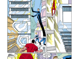 Fantastic Four #293, pg. 21; pencils, John Byrne; inks, Al Gordon; Human Torch, Baxter Building