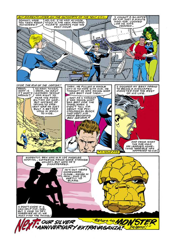 Fantastic Four #295, pg. 22; pencils, Jerry Ordway; inks, Al Gordon; Thing, Invisible Woman, She-Hulk, Wyatt Wingfoot