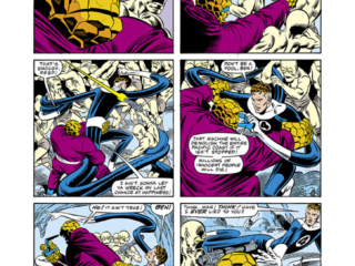 Fantastic Four #296, pg. 50; pencils, Barry Windsor-Smith; inks, Joe Sinnott; Thing, Moloids, Subterraneans