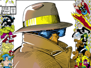 Fantastic Four #296 cover; pencils and inks, Barry Windsor-Smith, Ben Grimm, Thing, Marvel 25th Anniversary frame
