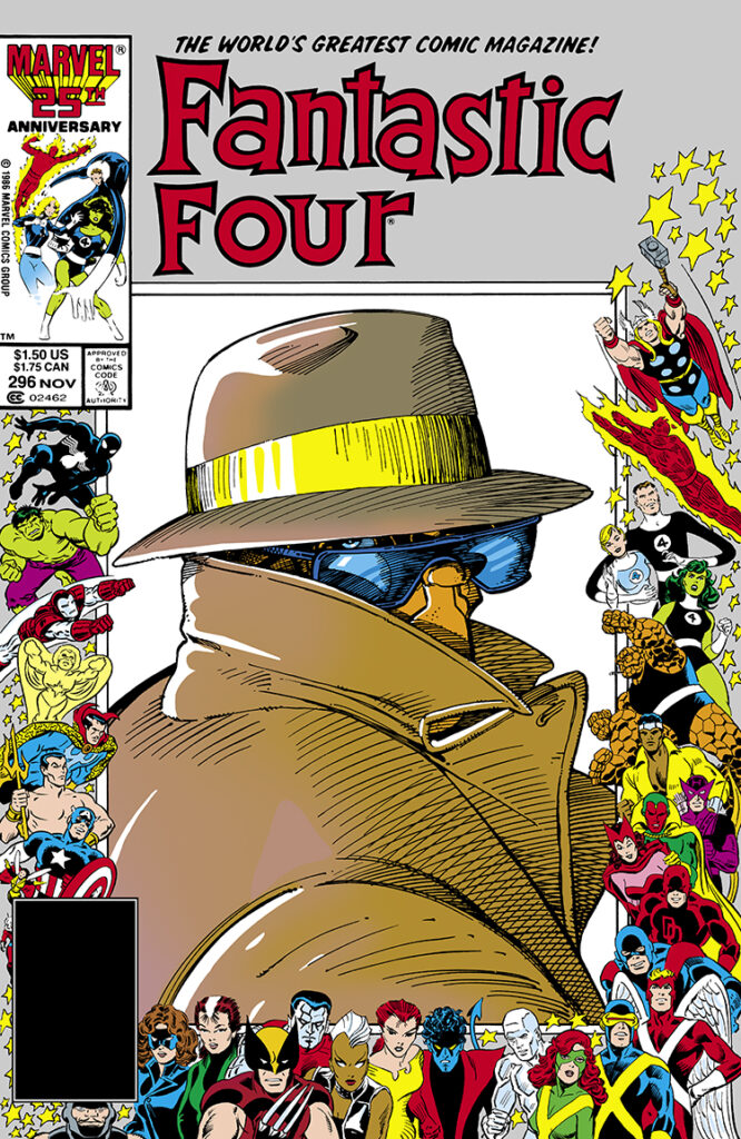 Fantastic Four #296 cover; pencils and inks, Barry Windsor-Smith, Ben Grimm, Thing, Marvel 25th Anniversary frame