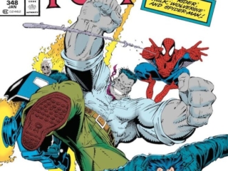 Fantastic Four #348 cover; pencils, Arthur Adams; inks, Art Thibert; The New FF, Wolverine, Ghost Rider, Hulk, Spider-Man