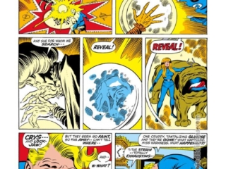 Fantastic Four #117, pg. 10; pencils, John Buscema; innings, Joe Sinnott; Crystal, Lockjaw, Human Torch, Agatha Harkness