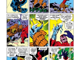 Fantastic Four #119, pg. 19; pencils, John Buscema; innings, Joe Sinnott; Klaw vs. Black Panther, T'Challa