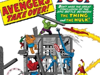 Fantastic Four #26 cover; Jack Kirby; inks, Sol Brodsky; Avengers Take Over, Thing and the Hulk