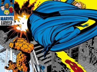 Fantastic Four #95 cover; pencils, Jack Kirby; inks, Joe Sinnott; If the FF Fails it Means World War III, Mister Fantastic, Susan Storm, Thing