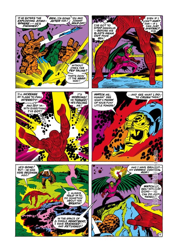 Fantastic Four #109, pg. 11; pencils, John Buscema; inks, Joe Sinnott; Annihilus, Thing, Negative Zone, Human Torch