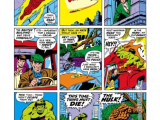 Fantastic Four #111, pg. 20; pencils, John Buscema; inks, Joe Sinnott; Hulk/Bruce Banner, Battle of the Behemoths, Thing, Human Torch