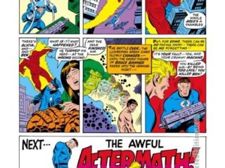 Fantastic Four #112, pg. 20; pencils, John Buscema; inks, Joe Sinnott; Human Torch, Mr. Fantastic, Bruce Banner becomes Hulk, The Awful Aftermath, New York City