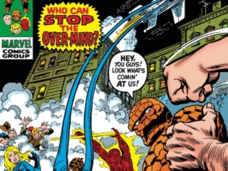 Fantastic Four #114 cover; pencils, John Buscema; inks, Frank Giacoia; Who Can Stop the Over-Mind; Pogo Plane