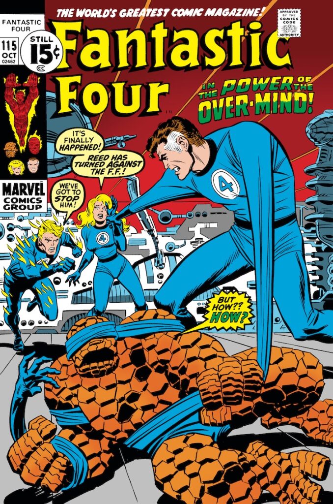 Fantastic Four #115 cover; pencils, John Buscema; inks, Frank Giacoia; Still Only 15 Cents; The Power of the Over-Mind, Overmind, Thing
