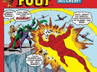 Fantastic Four #117 cover; pencils, John Buscema; inks, Joe Sinnott; The Flame and the Quest, Diablo, Crystal, Johnny Storm/Human Torch