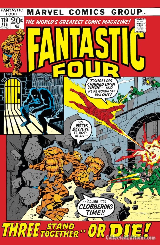 Fantastic Four #119 cover; pencils, John Buscema; inks, Joe Sinnott; T&#039;Challa, Black Panther, Three Stand Together or Die