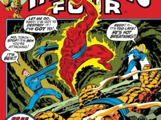 Fantastic Four #128 cover; pencils, John Buscema; inks, Joe Sinnott; Divided We Fall, Thing vs. Human Torch