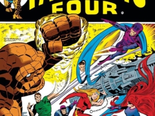 Fantastic Four #130 cover; pencils, Jim Steranko; inks, Joe Sinnott; Battleground The Baxter Building, Thing, Thundra, Frightful Four, Wizard