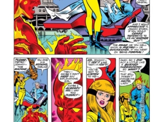 Fantastic Four #131, pg. 2; pencils, Ross Andru; inks, Joe Sinnott; Crystal, Quicksilver romance, Human Torch/Johnny Storm, love triangle