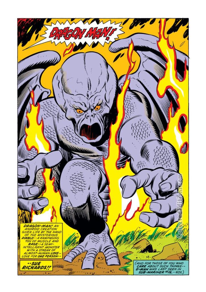 Fantastic Four #134, pg. 10; layouts, John Buscema; pencils and inks, Joe Sinnott; Dragon Man splash page